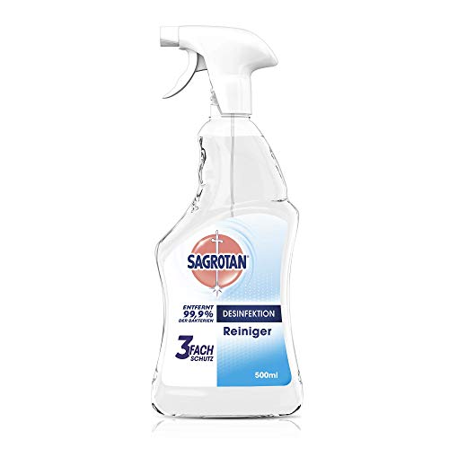 Sagrotan Desinfektions-Reiniger – Desinfektionsmittel für die tägliche, sanfte Reinigung – 1 x 500 ml Sprühflasche mit neuem Sprühkopf  